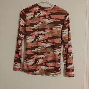Heatlast Pink Camo Print Thermal Layering Top Long Sleeve Sz S